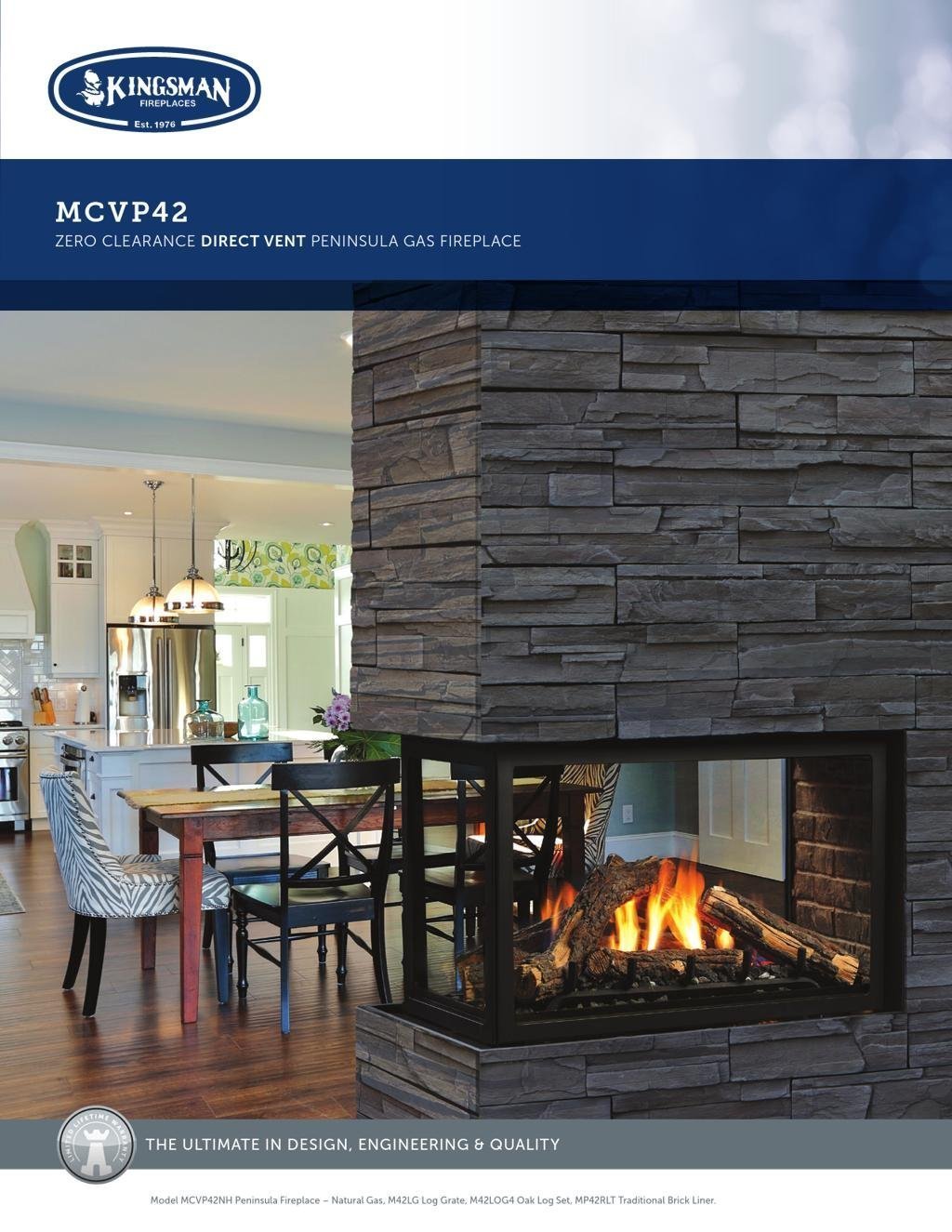 Kingsman 42″ 3-Sided Direct Vent Gas Fireplace mcvp42
