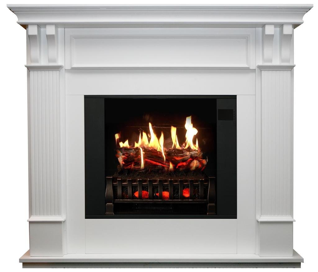 MagikFlame Trinity Large White Electric Fireplace Mantel & Insert with Sound and Heater